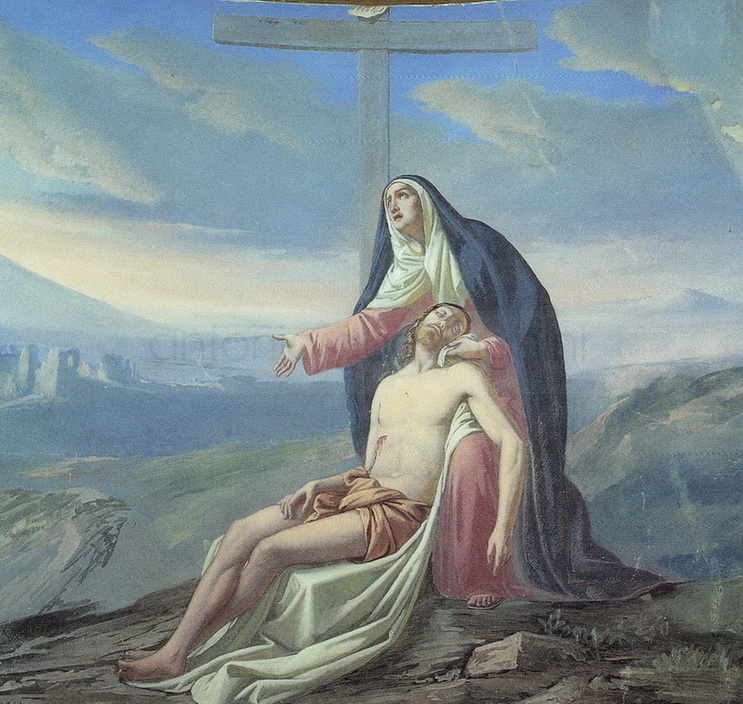 La Pietà - 1885 - affresco cm. 190x215- cappella della Madonna Addolorata detta del Lazzaretto - Borno (BS)